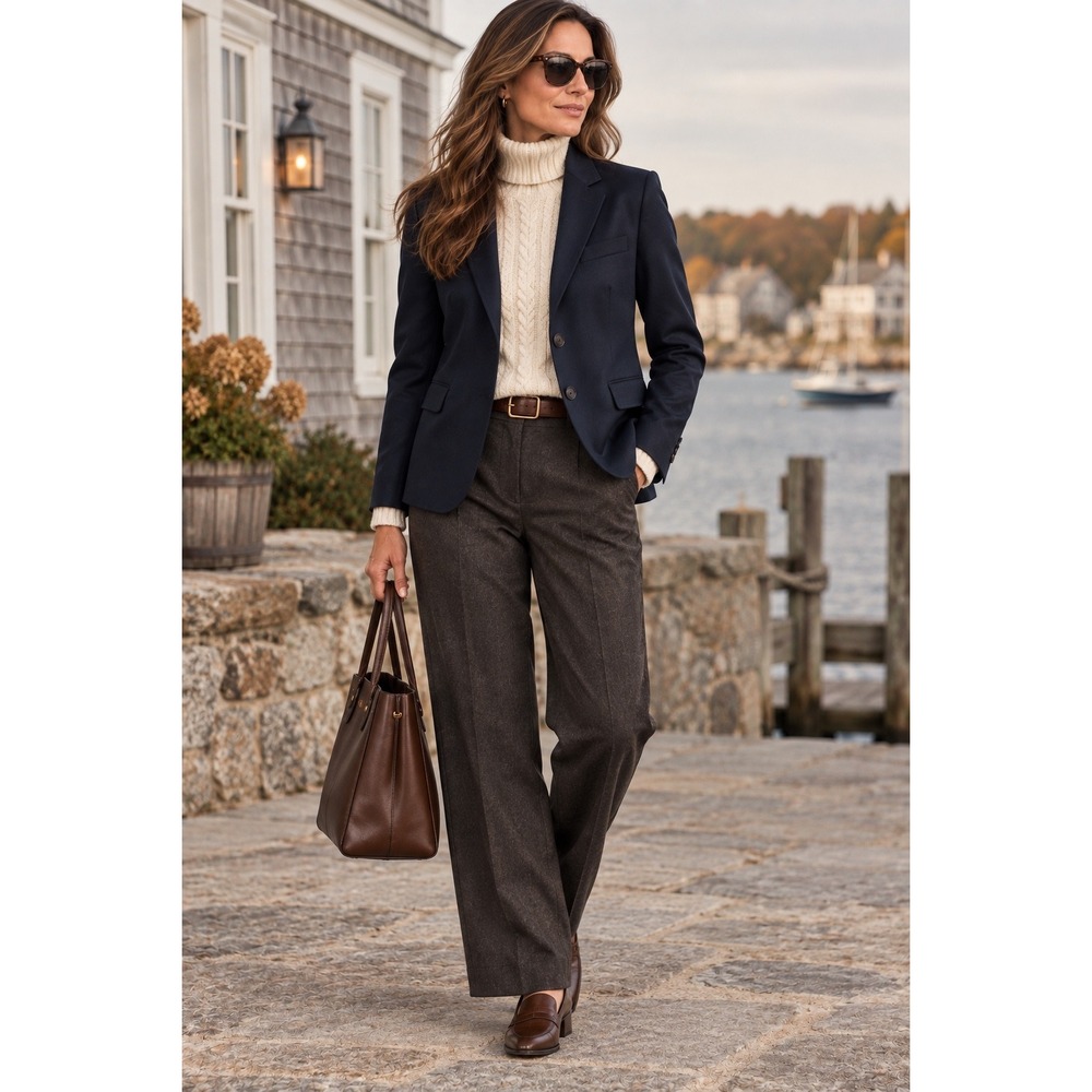 J.Crew Women Navy Blue Wool Blend Two Button Blazer Jacket Size 12T Quiet Luxury